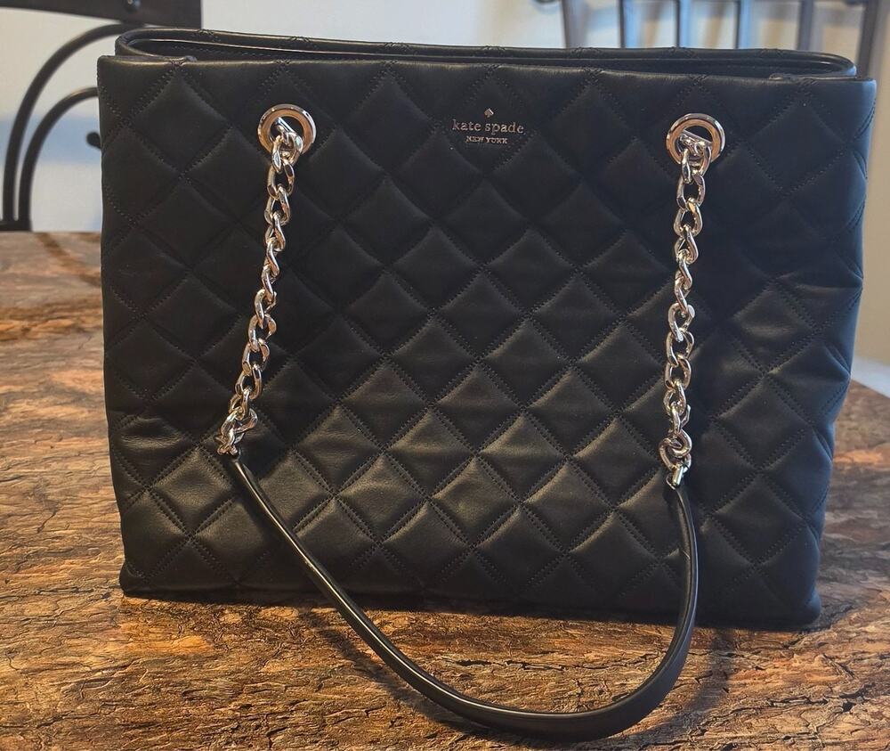 Kate Spade Black Quilted Chain Shoulder Tote Bag 1270104412